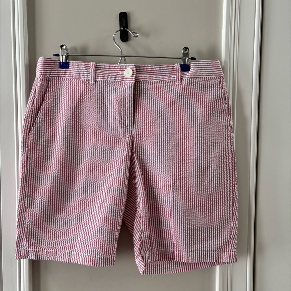 Ann Taylor Pink and White Striped Bermudas